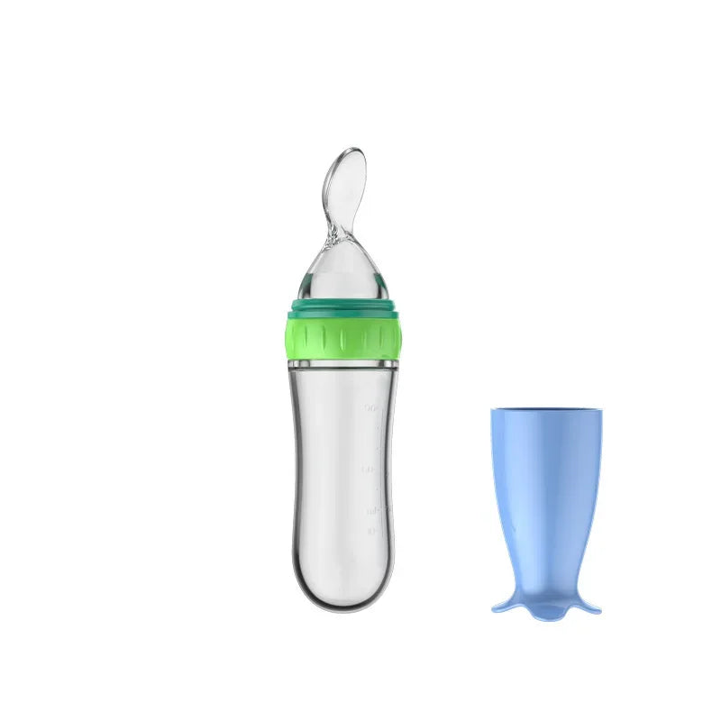 Biberon Silicone avec Cuillère Bébé – Alimentation Douce & Sans BPA