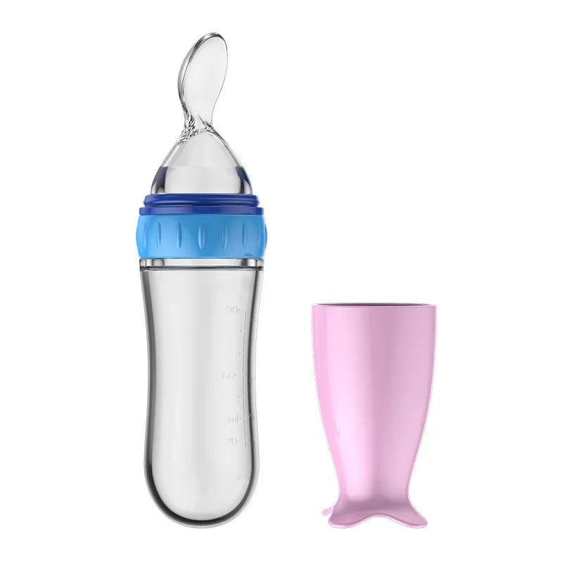 Biberon Silicone avec Cuillère Bébé – Alimentation Douce & Sans BPA