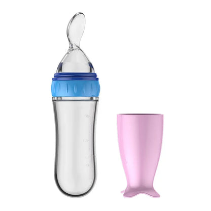 Biberon Silicone avec Cuillère Bébé – Alimentation Douce & Sans BPA