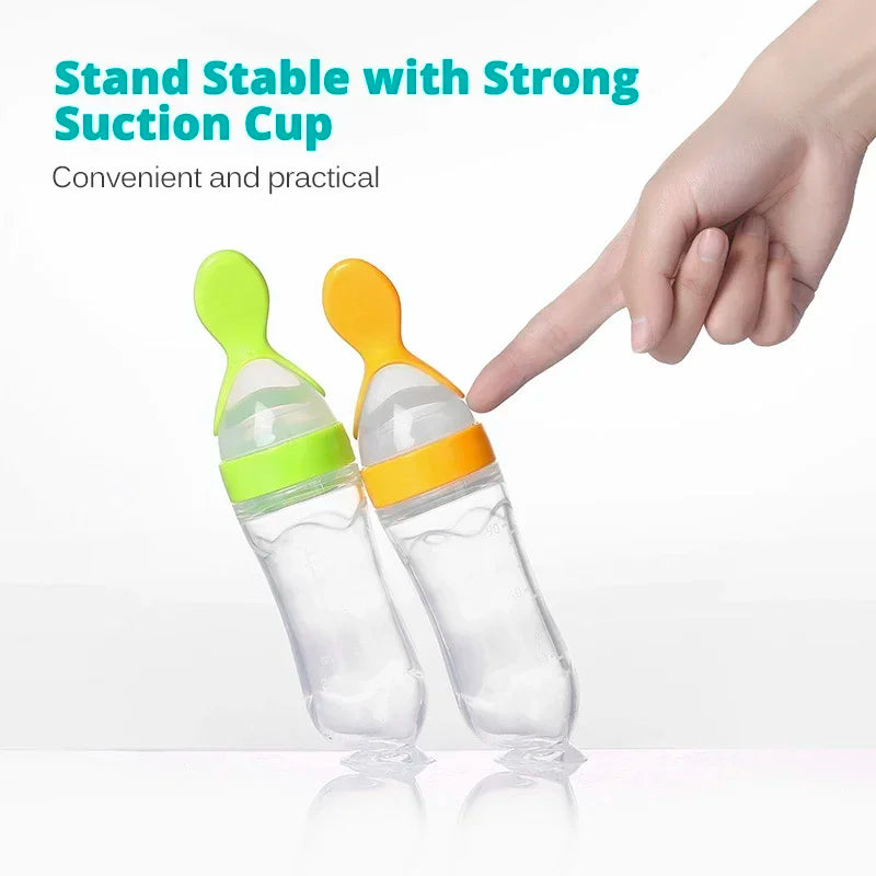 Biberon Silicone avec Cuillère Bébé – Alimentation Douce & Sans BPA