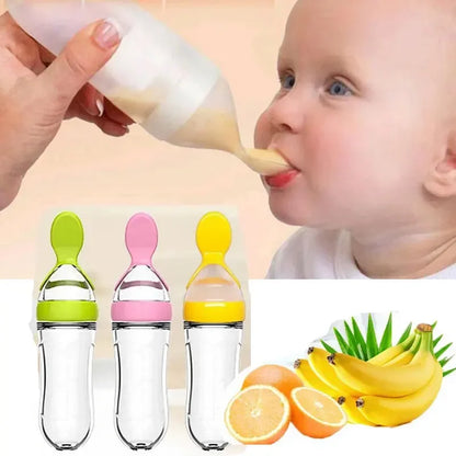 Biberon Silicone avec Cuillère Bébé – Alimentation Douce & Sans BPA