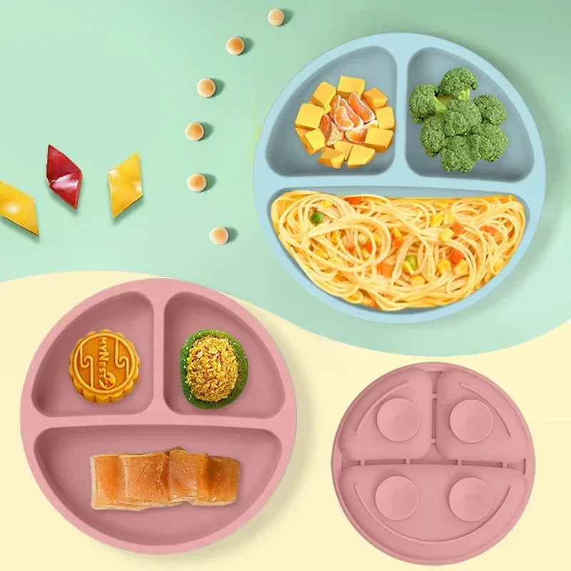 Set Repas Silicone Bébé – Bol Ventouse, Assiette, Cuillère & Paille Sans BPA