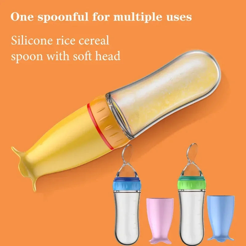 Biberon Silicone avec Cuillère Bébé – Alimentation Douce & Sans BPA