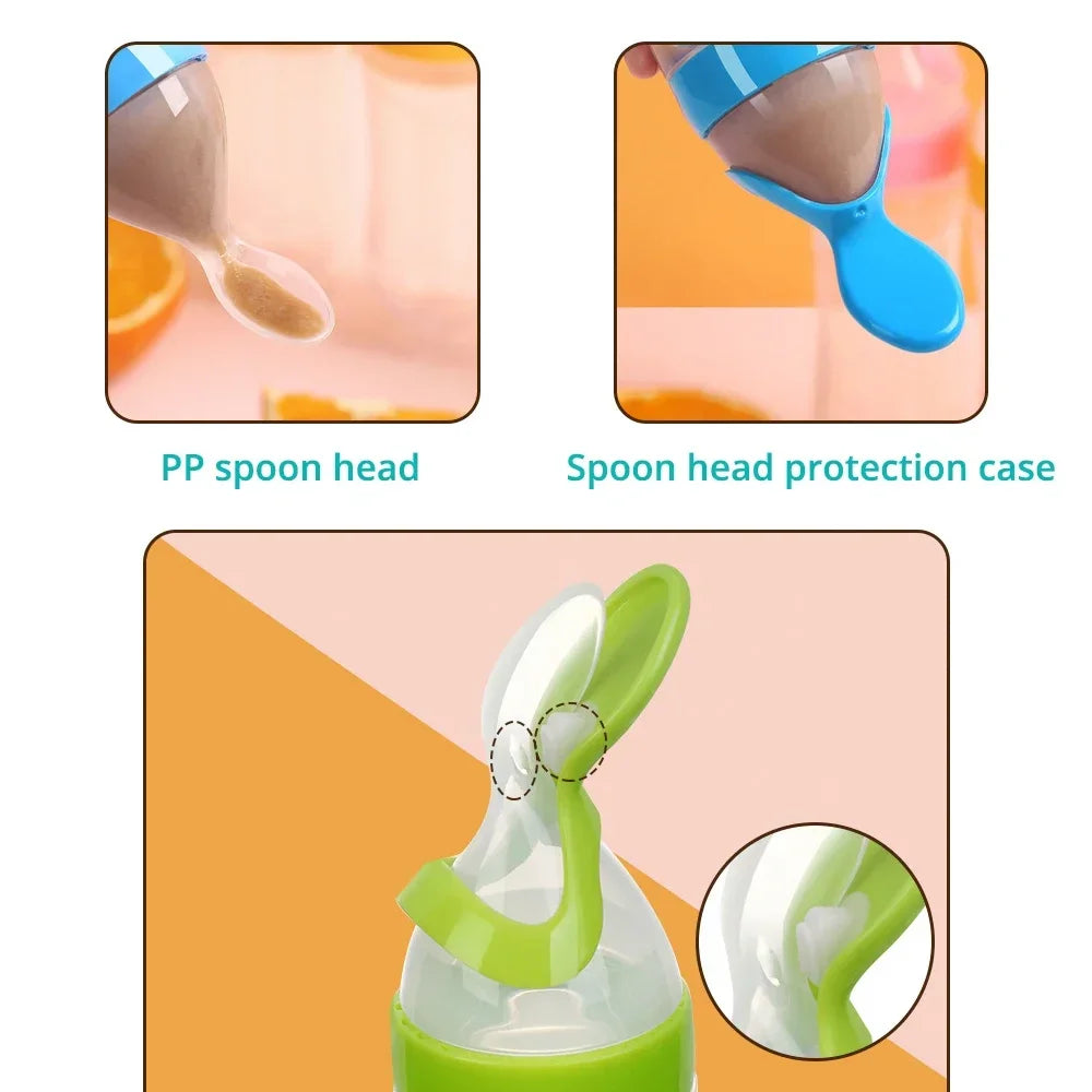 Biberon Silicone avec Cuillère Bébé – Alimentation Douce & Sans BPA